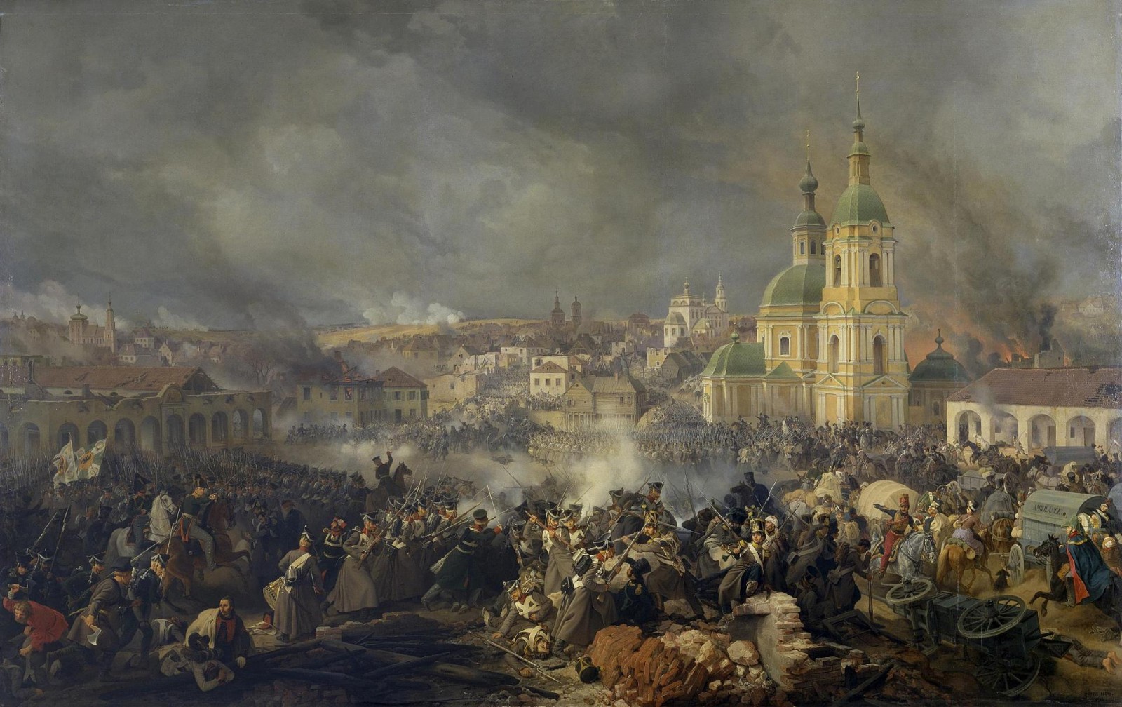 Копия картины «Сражение 22 октября 1812 года при Вязьме». Худ. Петер фон Гесс - фото - 2